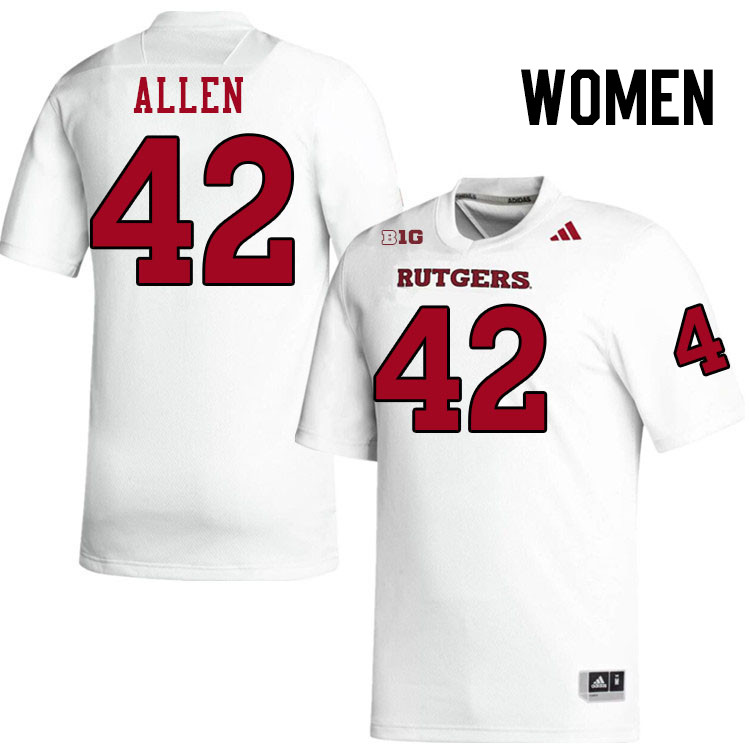 Women #42 DJ Allen Rutgers Scarlet Knights 2024 College Football Jerseys Stitched-White